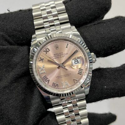 [BRAND NEW] ROLEX DATEJUST 36MM PINK ROMAN VI&IX DIAMOND DIAL JUBILEE BRACELET -126234