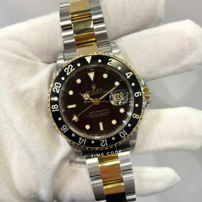 [PREOWNED 2003] ROLEX GMT-MASTER II 40MM YELLOW GOLD BLACK TRITUM DIAL -16713 (Full set)